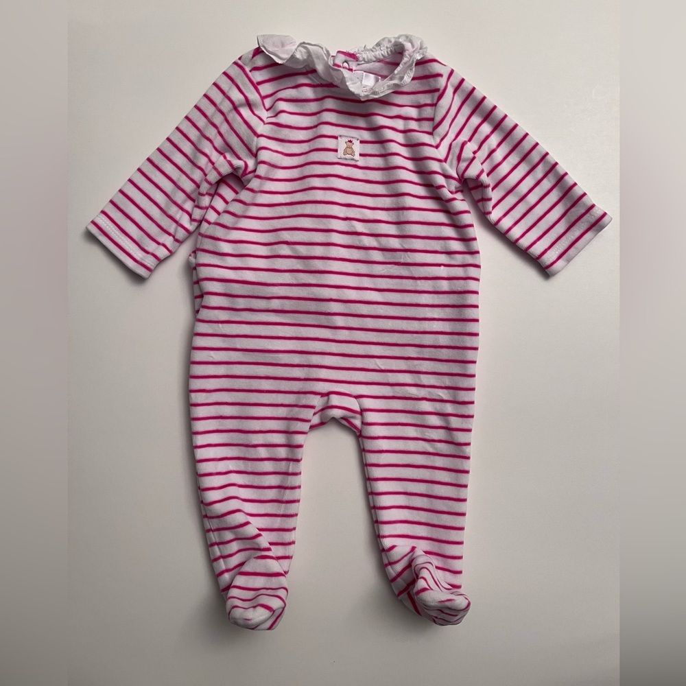 Jacadi Pink and White Striped Footie